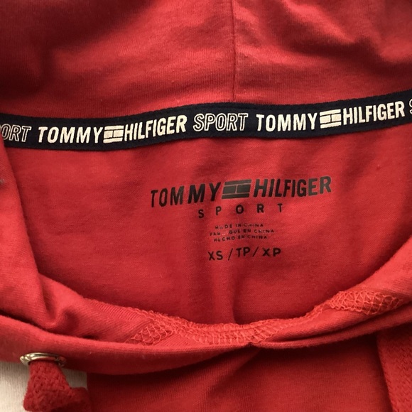 Tommy Hilfiger Sport Womens Hooded shirt size XS large logo tab sleeve - Picture 7 of 9
